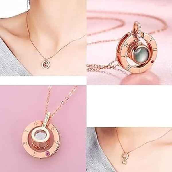 Eternal Rose Gold Projection Necklace | "I Love You" 100 Languages
