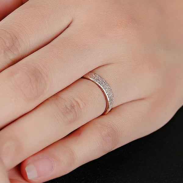 Rose Gold Sandblast Ring - Shimmering Frosted Matte Finish Band Ring