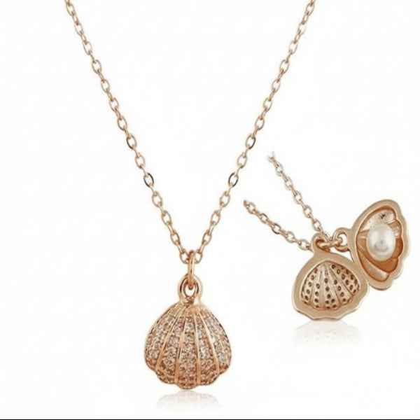 Rose Gold Seashell Locket Pearl Necklace | Dainty Ocean Charm