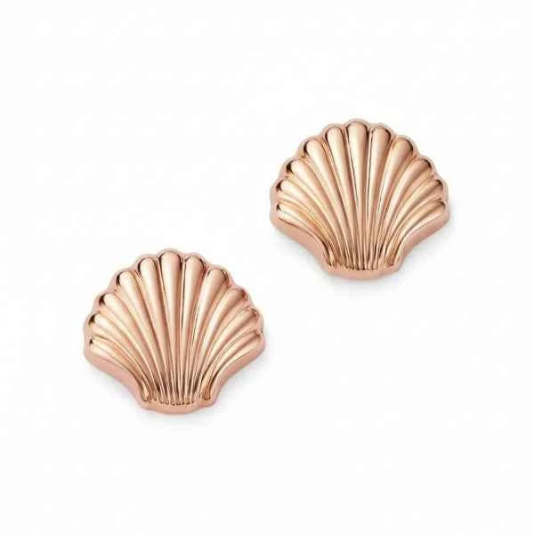 Rose Gold Seashell Stud Earrings | Dainty Coastal Jewelry
