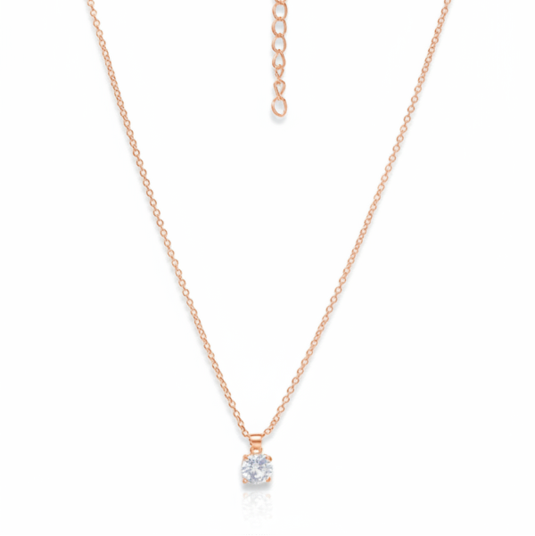 Rose Gold Plated Solitaire Pendant Necklace with Box Chain