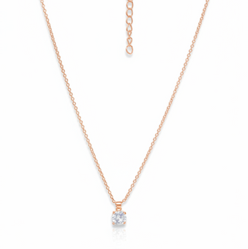 Dazzling Rose Gold Solitaire Pendant Necklace with Box Chain
