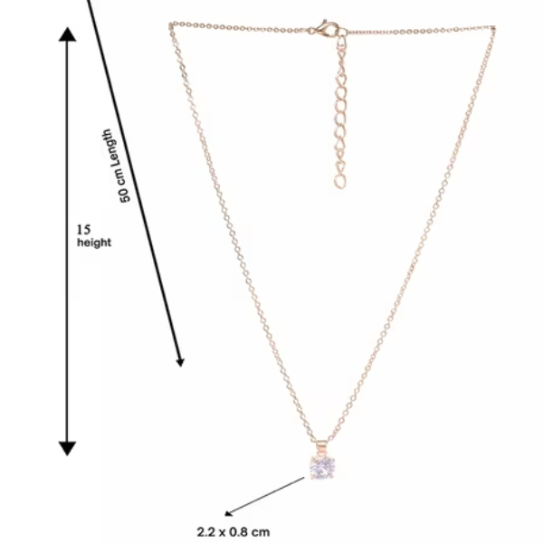 Rose Gold Plated Solitaire Pendant Necklace with Box Chain