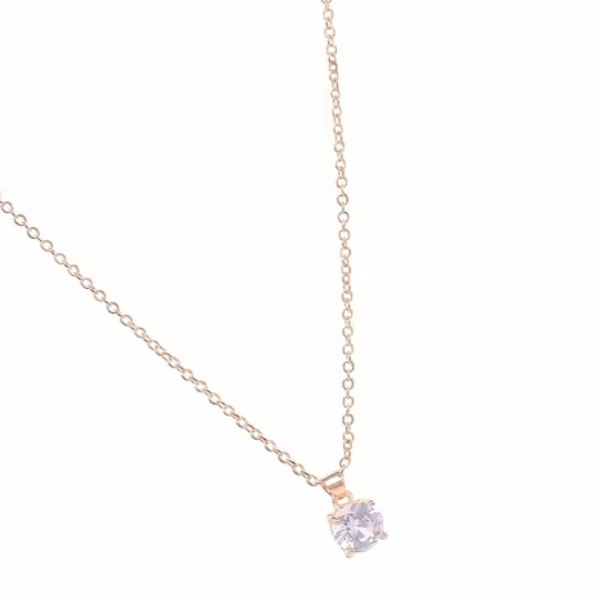 Rose Gold Plated Solitaire Pendant Necklace with Box Chain