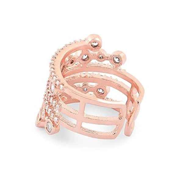 Rose Gold Stacked Ring | Multi-Layer Cubic Zirconia Statement Band