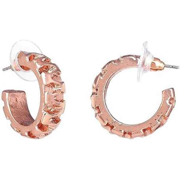 Rose Gold Textured Hoop Earrings: Designer Huggies for Daily Glamour