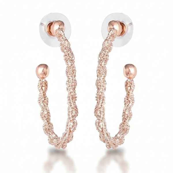 Rose Gold Twisted Hoop Earrings: Sparkling Huggie Style Jewelry