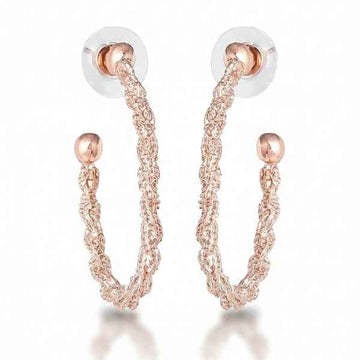 Rose Gold Twisted Hoop Earrings: Sparkling Huggie Style Jewelry