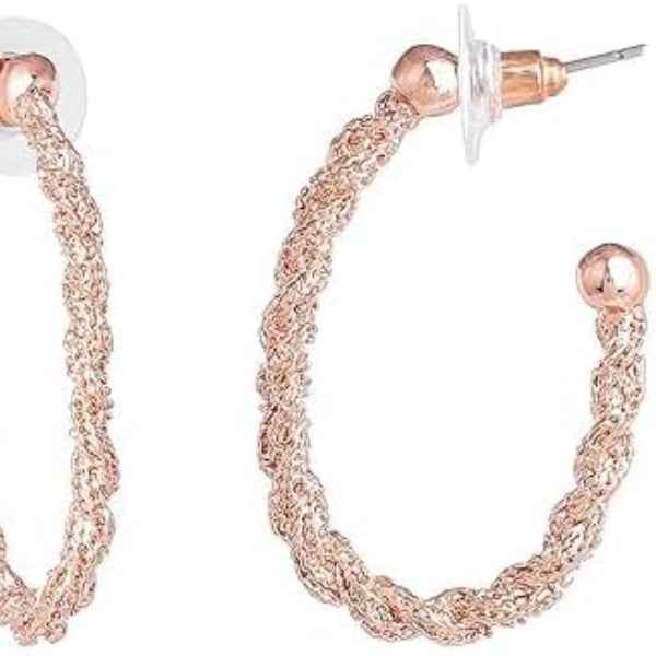 Rose Gold Twisted Hoop Earrings: Sparkling Huggie Style Jewelry