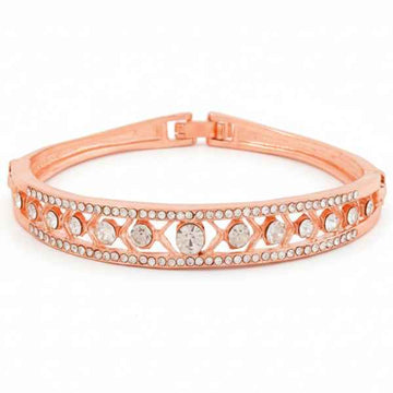 Rose Gold Wristlet with Crystal Pavé Accents and Hinged Clasp Band