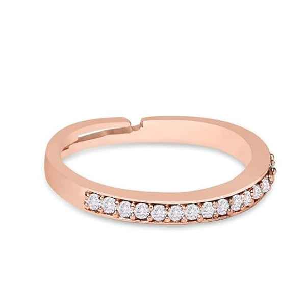 Rose Gold Cubic Zirconia Adjustable Ring - Sleek Brass Finger Ring