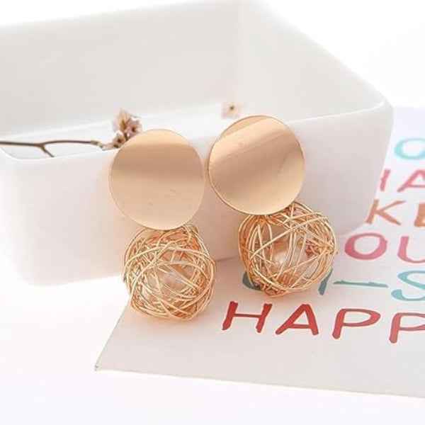 Modern Rose Gold Orb Drop Earrings – Statement Pearl Cage Jewelry