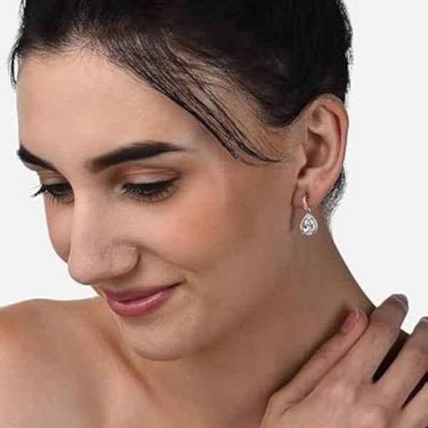 Sparkling Rose Gold Teardrop Drop Earrings – Bridal Cubic Zirconia