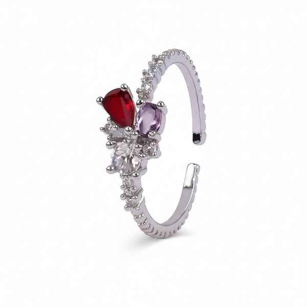 Bold Ruby Crystal Ring - Radiant Gemstone Cluster Statement Finger Ring