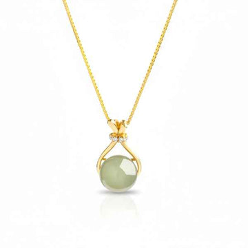 Serene Green Orb Pendant Necklace | Chic Gilded Gemstone Jewelry