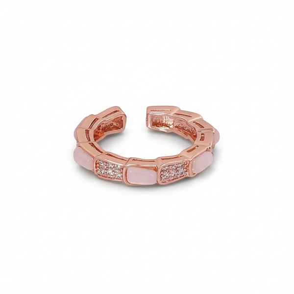 Bold Rose Gold Serpent Ring - Luxury Pave Set Statement Finger Ring