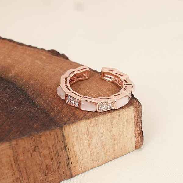 Bold Rose Gold Serpent Ring - Luxury Pave Set Statement Finger Ring