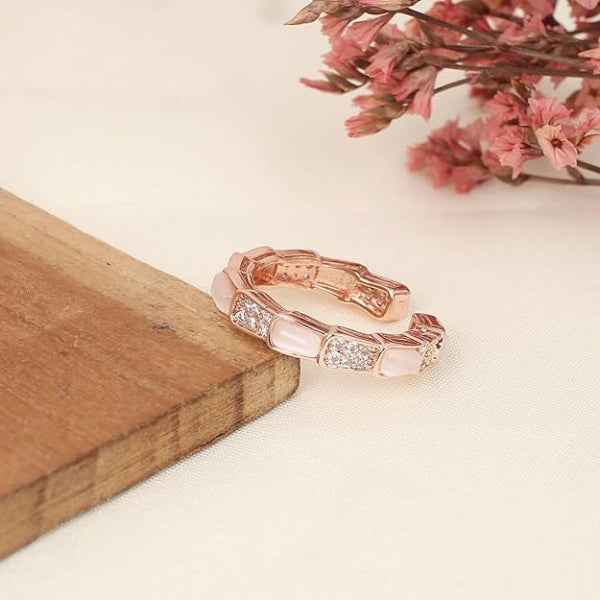 Bold Rose Gold Serpent Ring - Luxury Pave Set Statement Finger Ring