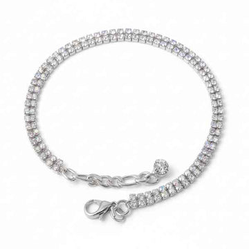 Shimmering Tennis Anklet - Double Row Crystal Foot Jewelry for Women