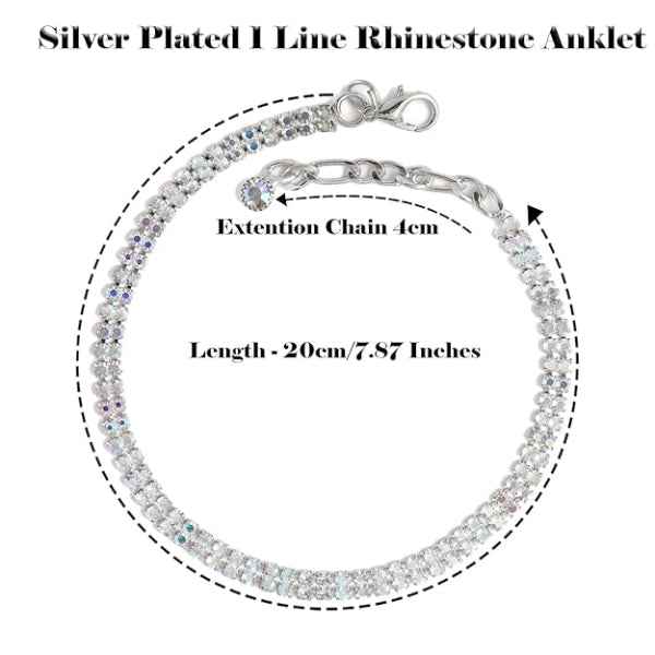 Shimmering Tennis Anklet - Double Row Crystal Foot Jewelry for Women