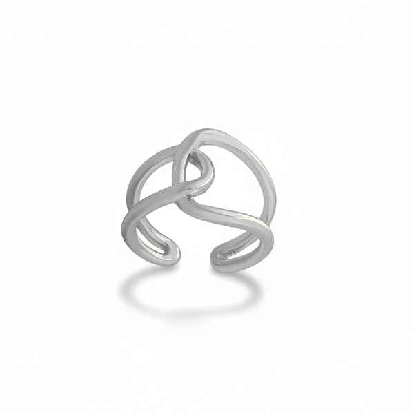 Silver Abstract Ring - Shimmering Intertwined Open Wrap Statement Ring