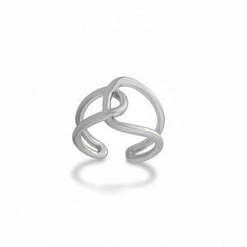 Silver Abstract Ring - Shimmering Intertwined Open Wrap Statement Ring