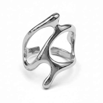 Silver Abstract Ring - Shimmering Wavy Open Wrap Statement Band Ring