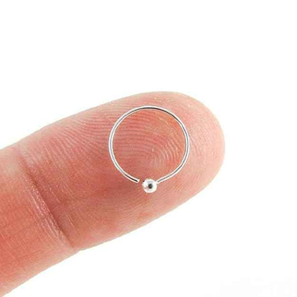 Silver Ball Nose Pin - Sparkling Sterling Hoop for Women and Girls