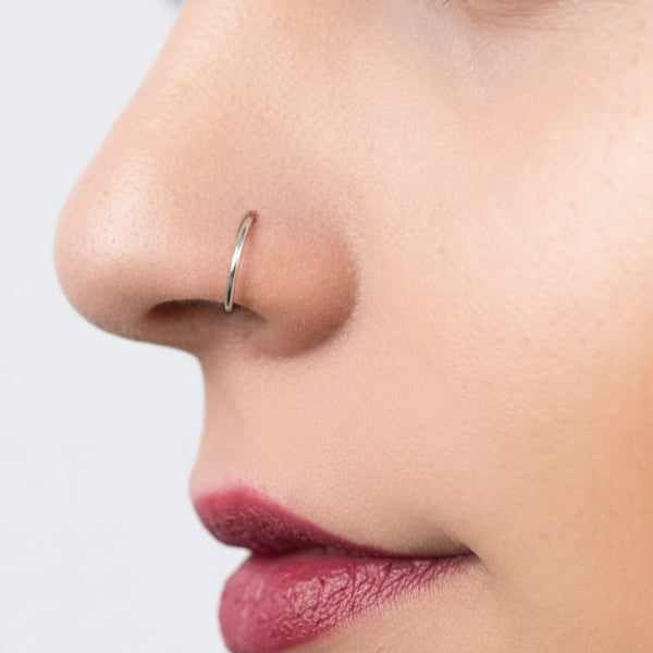 Silver Ball Nose Pin - Sparkling Sterling Hoop for Women and Girls