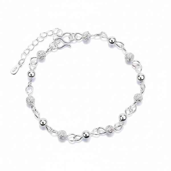 Silver Bead Anklet and Bracelet – Dainty Boho Stackable Foot Jewelry