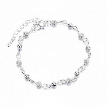 Silver Bead Anklet and Bracelet – Dainty Boho Stackable Foot Jewelry