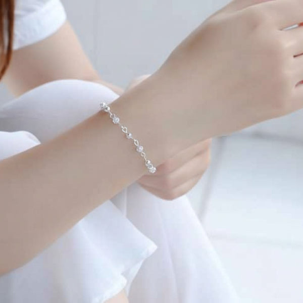 Silver Bead Anklet and Bracelet – Dainty Boho Stackable Foot Jewelry