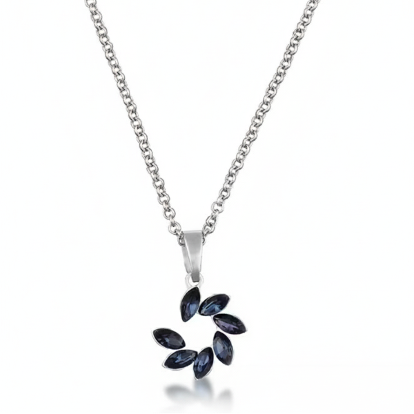 Elegant Silver Blue Marquise Pendant Necklace | Chic Gemstone Jewelry
