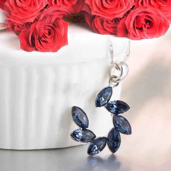 Elegant Silver Blue Marquise Pendant Necklace | Chic Gemstone Jewelry