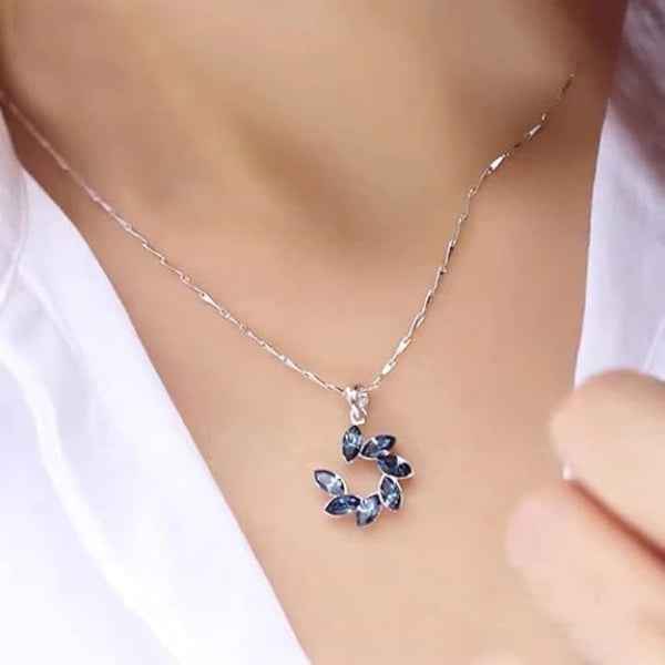 Elegant Silver Blue Marquise Pendant Necklace | Chic Gemstone Jewelry