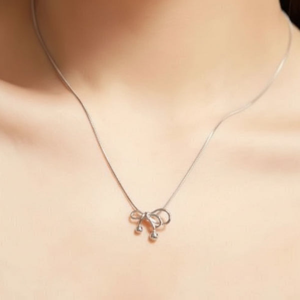 Chic Silver Bow Pendant Necklace | Dainty Ribbon Charm Jewelry