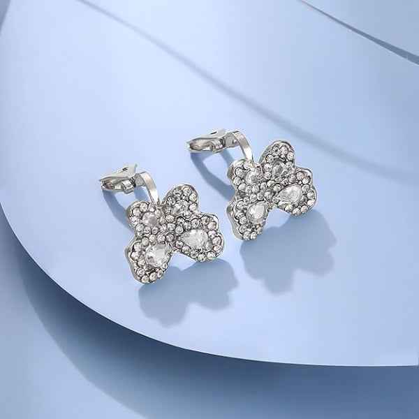 Silver Butterfly Clips | Dainty Crystal Non Pierced Ear Cuff Jewelry