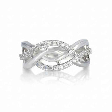 Silver Criss Cross Ring: Sparkling Infinity Band Eternity Ring