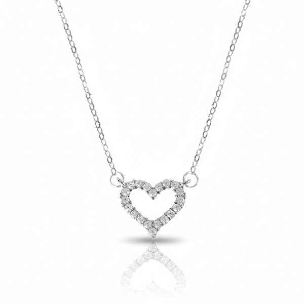 Silver Crystal Heart Necklace | Dainty Sparkling Eternal Love Jewelry
