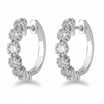 Silver CZ Hoops | Dainty Cubic Zirconia Pave Small Huggie Earrings
