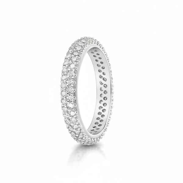 Silver Eternity Finger Ring - Sparkling Full Band Promise Jewelry