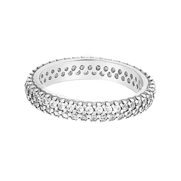 Silver Eternity Finger Ring - Sparkling Full Band Promise Jewelry