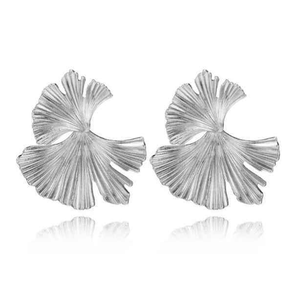 Silver Ginkgo Leaf Studs | Dainty Nature Inspired Statement Jewelry