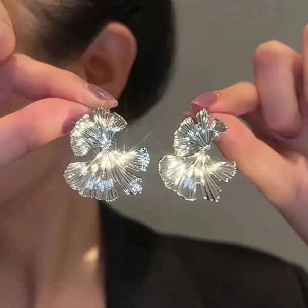 Silver Ginkgo Leaf Studs | Dainty Nature Inspired Statement Jewelry