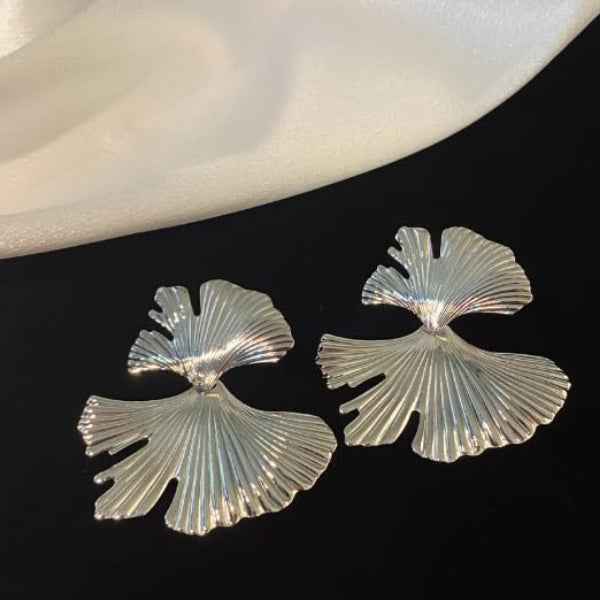 Silver Ginkgo Leaf Studs | Dainty Nature Inspired Statement Jewelry