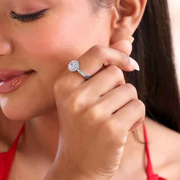 Stunning Silver Halo Adjustable Ring | Sparkling Promise Jewelry