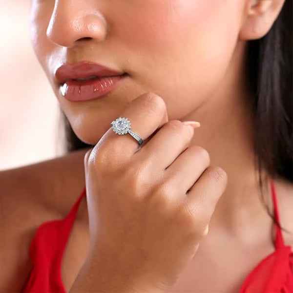 Stunning Silver Halo Adjustable Ring | Sparkling Promise Jewelry