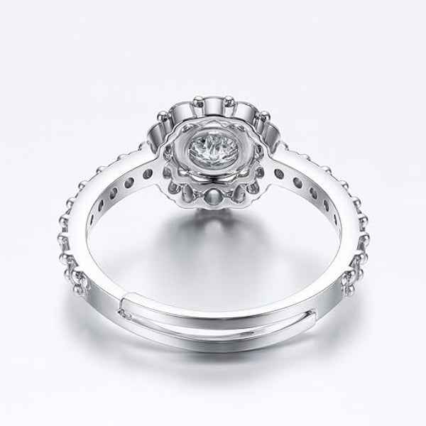 Silver Halo Ring: Adjustable Band with Sparkly Cubic Zirconia Stones