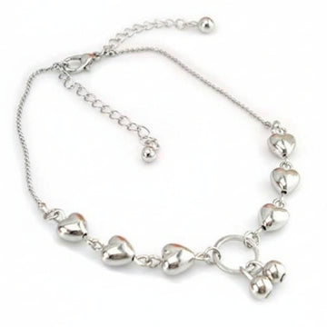 Silver Heart Anklet - Charming Bell Pendant Foot Jewelry for Women
