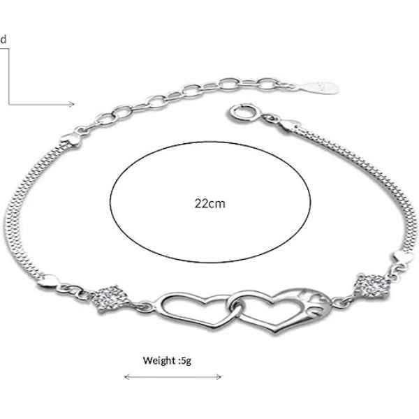 Chic Silver Heart Dangle Bracelet | Radiant Cubic Zirconia Jewelry